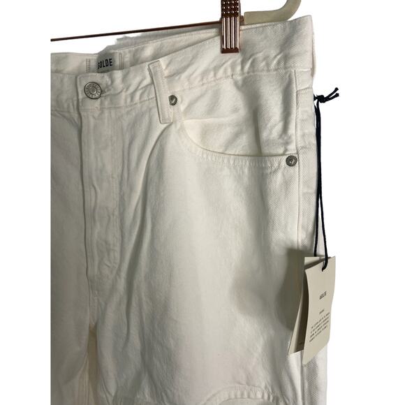 Agolde Lana Mid Rise Vintage Straight Organic Cotton Baggy Jeans White Size 32 - Picture 6 of 12